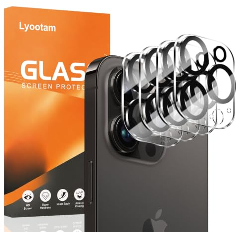 Lyootam 4 Pack Camera Lens Protector for iPhone 14 Pro/14 Pro Max/iPhone 15 Pro/15 Pro Max, Tempered Glass Camera Lens Protector, HD Clear, Anti-Scratch, Bubble-Free