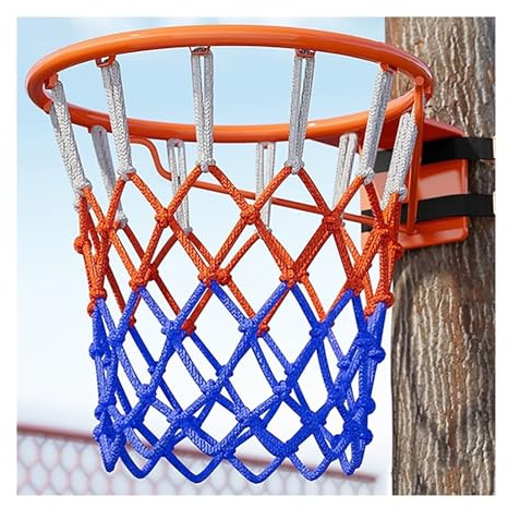 Panier de Basket Mural, Panier de Basket D'extérieur avec Filet et Support, Panier de Basket Portable, pour Arbre, Pilier, Poteau ou Clôture