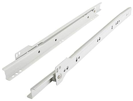 1 Paar (R+L) SO-TECH® Teilauszug TAW-01 500 mm weiß Schubladenauszug für Holz-Schublade zur Befestigung an der Schubkastenunterseite