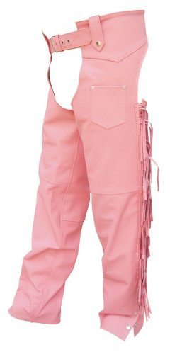 Women's AL2422 chaps with braid, fringe Small Pink