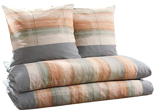 Dyckhoff Bettwäsche Sparpaket 4-TLG. Weichfrottier grau-apricot Größe 135x200 cm (80x80 cm)