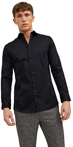JACK & JONES Herren Freizeit Hemd JJPRPARMA Slim Fit Weiss Blau Schwarz XS-XXL, Größe:XXL, Farbe:Black SUPER Slim 12097662