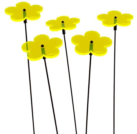 SUNPLAY Sonnenfänger-Blumen in GELB, 5 Stück zu je 5 cm Durchmesser im Set + 35 cm Schwingstäbe
