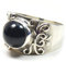 caratyogi Echter Rundschliff Cabochon schwarzer Onyx Ring Sterling Silber Größe J-Y für Herren, Gold Silber, Natürlicher Onyx,