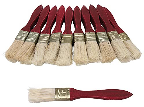 20pcs Low Cost Paint Brushes or Brush with Red Wooden Handle,1 Width for Paint,Stain,Varnish, Gesso, Primer, Glue