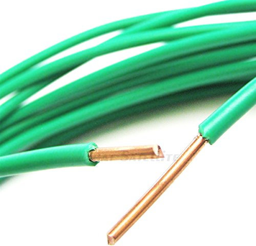 PHAT SATELLITE INTL - Solid Pure Copper Grounding Cable, 12 AWG Core, THW PVC Jacket, Wet Dry Indoor Outdoor Aerial Usage, Appliance Ground Protection from Electrical Surge (15 feet, Green)