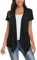 EXCHIC Abiti Manica Corta a Maniche Corte con Bordo Anteriore Aperto da Donna (M, Nero)
