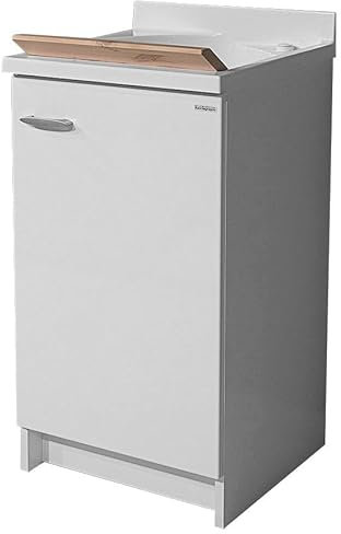 Montegrappa Mobile Lavatoio 45x50x85cm Anta ASSE in Legno Marella Bianco Destra con Cesto