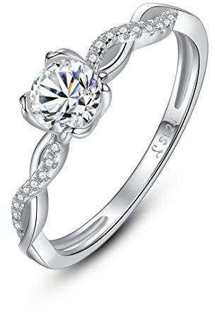 Qings Ring für Damen Verlobungsring Silber Diamantring Weißgold plattiert Ring mit Diamanten