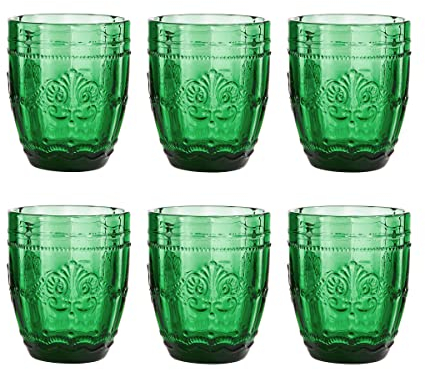 BUTLERS Trinkgläser 6er Set 250ml -VICTORIAN- Wassergläser in Vintage Design | Retro Gläser in bunten Farben mit Prägung | spülmaschinenfestes Trinkgeschirr ideal für Wasser, Saft, Cocktails