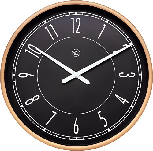 nXt - Wall Clock - Diameter 30 cm - Plastic - Black/Matt Rose - 'Jason'