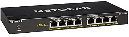 NETGEAR 8-Port Gigabit Ethernet Unmanaged PoE+ Switch (GS308PP) - with 8 x PoE+ 83W Desktop Wall Mount Sturdy Metal