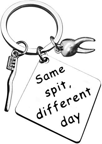 Baixian Funny Dentist Keyring Dental Hygienist Gift Dental Doctor Nurse Gifts Key Ring Same Spit Different Keyring Day Dentist Keychain Gifts Dentist Birthday Graduation Retirement Gift for Women Men