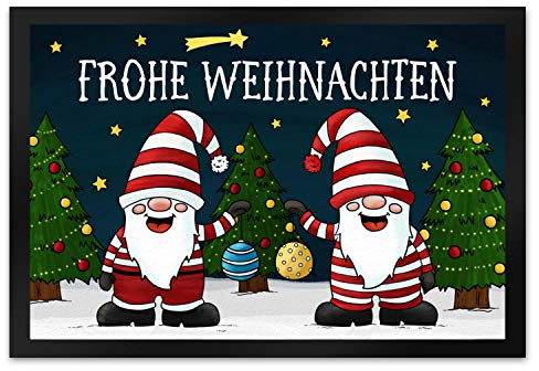 trendaffe - Frohe Weihnachten Fußmatte XL mit Wichtel Motiv
