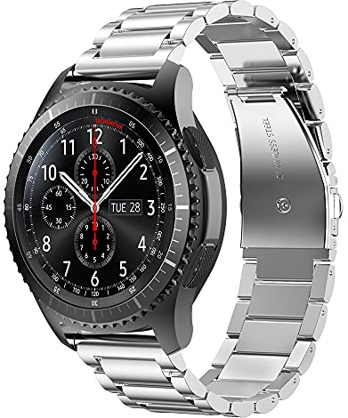 Cadorabo Edelstahl Armband 22mm kompatibel mit Samsung Galaxy Gear S3 / Gear 2 - Ersatzarmband für Huawei Watch GT für Watch 2 Pro für Ticwatch Pro für Pepple Time für Amazfit Pace UVM