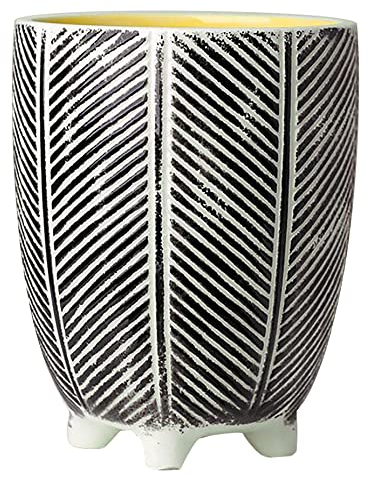 Leaf Ceramic Planters, Black, 19cm