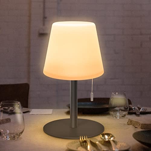 MALUX LED Akku Outdoor Tischlampe 8 Farben LED Tischlampe kabellos dimmbar tragbare Outdoor Tischleuchte IP44 wasserdicht Tischleuchte kabellos für Garten Schlafzimmer Tisch Dekoration