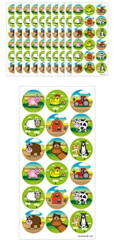 HENBRANDT 25mm Bauernhof Aufkleber, Groß Bauernhoftier Sticker, 180 Stück, Bauernhof Sticker Gastgeschenke für Mädchen und Jungen, Kindergeburtstag, Lehrer, Schule, Belohnung, Sammelalbum