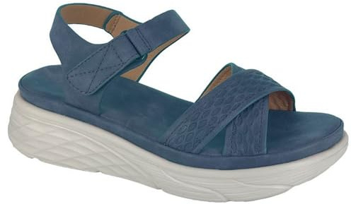 Cipriata L291C-4 KATIA Womens Crossover Wedge Touch Fastening Sandal, Superlight Phylon Sole Blue size 4 UK