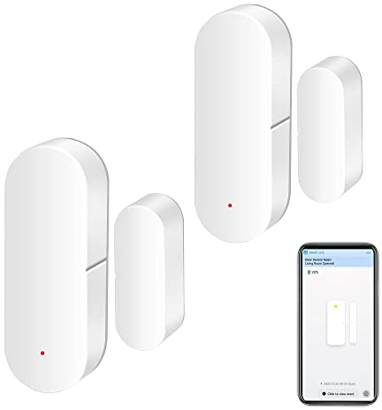 Sensore WiFi per porte: rilevatori intelligenti per porte aperte/chiuse, sensore wireless per finestre con notifica app, sensore di contatto per la sicurezza domestica, compatibile con Alexa Google