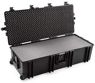 B&W Transportkoffer Outdoor - Typ 7300 Schwarz - mit Schaumeinlagen, Koffer mit Rollen, ideal auf Tour - wasserdicht nach IP67 Zertifizierung, staubdicht, bruchsicher und unverwüstlich