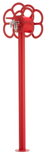 Gartenbrunnen mit Wasserhahn und integriertem Schlauchhalter Belfer 42/SRF Rot