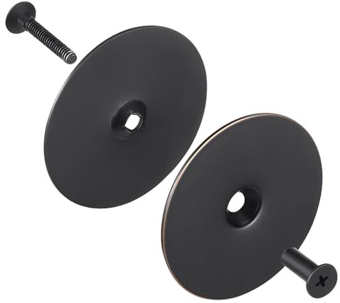 Door Hole Filler Plate, 2-5/8 Diameter, 1 Inch and 2 Inch Connecting Screws Deadbolt Cover Plate, Metal Matte Black Door Handle Hole Cover Plate for Home Exterior Interior deadbolt Hole(1 Set)