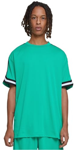 Urban Classics Herren T-Shirt Oversized Stripes Mesh Tee, Kurzarm T-Shirt für Herren, Oversized Fit, Zacken am Ärmelsaum, Größen S-XXL