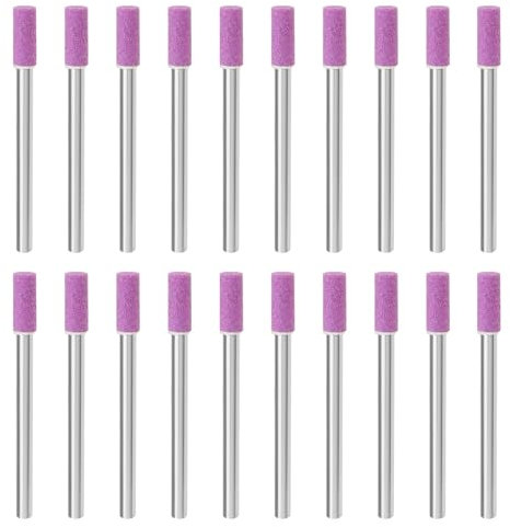ECSiNG 20PCS Rotary Grinding Stones Drill Bit Red corundum Grinding Stones Accessory Set for Grinding Electric Saws 4mm Stone Diameter