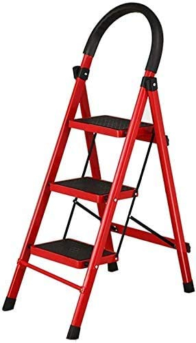 Outdoor Home Dual-Purpose Tritthocker, Leiter Leiter Verdickung Indoor Fischgräten bewegliche Treppen Teleskopleiter Trittleiter Mehrzweck-Rolltreppe, Rot (Rot)