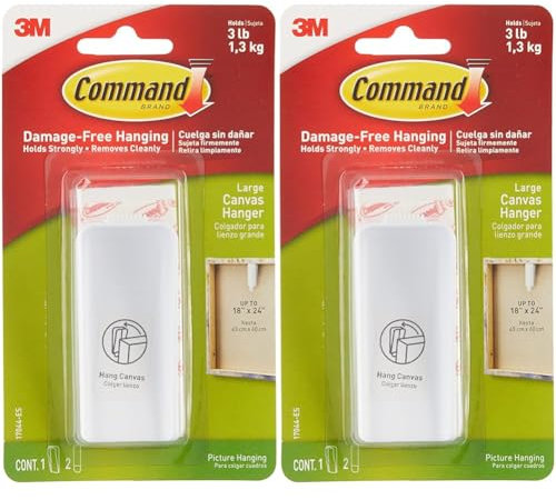 Command 17044ES Canvas Hanger, White, Large (Pack of 2)