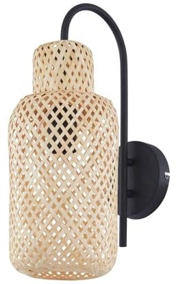 Lindby Bambus Wandlampe, Wandleuchte innen Innenleuchte Wand Bamboo Metall 1x E27 max. 15W ohne Leuchtmittel Wandbeleuchtung Wohnzimmer Esszimmer