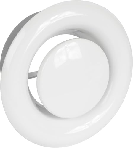 Vent Systems Ø100 mm Rund Tellerventil Weiß Metall Abluft Lüftungsgitter – Abluft Lüftungsrohr Abdeckung – Lüftung Vent Abdeckung für Bad Küche Büro – Belüftungssystem system