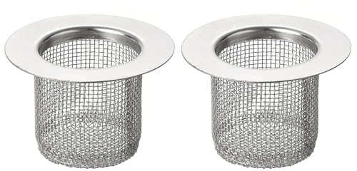 sourcing map 2Pcs Bathroom Sink Strainer, Fit for Diameter 1.57-2 Drain Hole, 40mm/1.57 Deep 304 Stainless Steel Sink Strainer for Shower Drain and Floor Drain