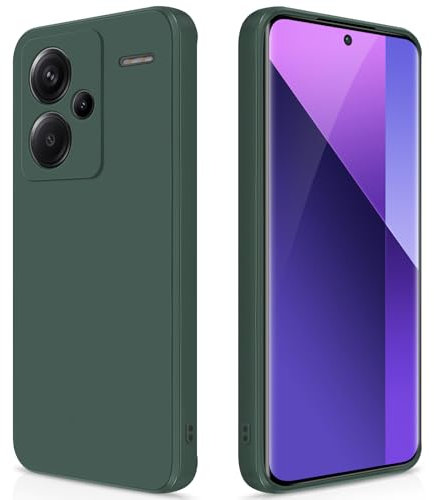 GiiYoon Coque pour Xiaomi Redmi Note 13 Pro Plus 5G Case en Silicone, Etui de Protection Antichoc Etui Housse Silicone Ultra-Mince avec Couche Intérieure en Fibre et Protection pour Caméra, Vert