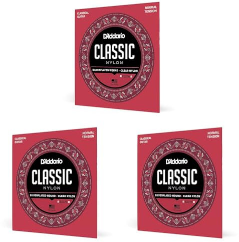 D'Addario Cuerdas para Guitarra Española | EJ27N Juego de Cuerdas Clásica de Nylon (Paquete de 3)