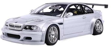 RSFIL 1:18 for BMW M3 E46 Modellauto, fertige Fahrzeugsammlung, großes Spielzeugauto, Geschenk, Auto-Replik, Ornamente (Color : Silver), HOPEYS8882012