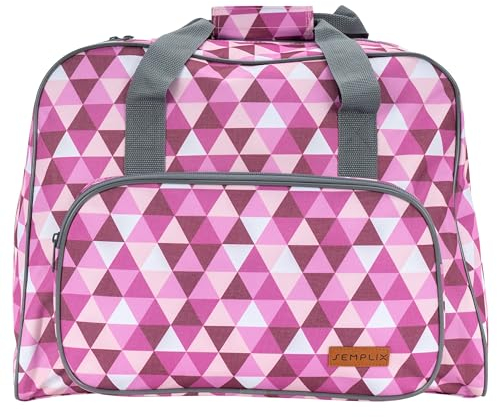 SEMPLIX Nähmaschinentasche Diamond, 45x34x24 cm, stabile Transport und Aufbewahrungs Tasche für Standard-Nähmaschinen Modelle (Beere/Rosa)