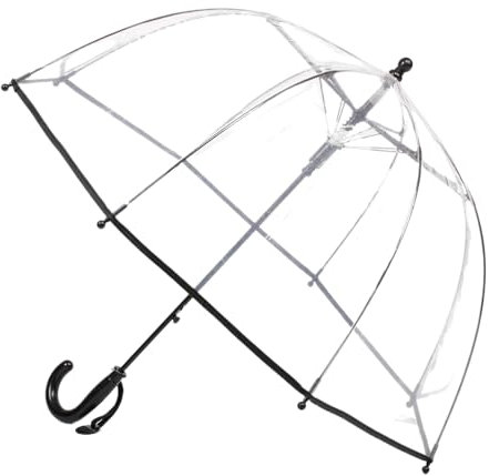 Generisch Kinder Clear Bubble Regenschirm Transparente Kuppel Durchsichtige Kinder-Regenschirme für Jungen und Mädchen mit kneifsicherem Verschluss und griffigem Hakengriff (Schwarzer Trimm)