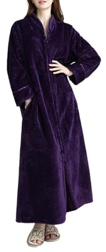 ZWQXZX Accappatoio Accappatoi Pigiama Di Peluche Lungo Accappatoio Invernale Caldo Con Cerniera Da Donna In Pile Di Flanella Vestaglia