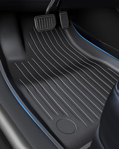 LANGBEAN Fußmatten für Tesla Model Y (5 Sitzer) 2024 2023 2022 2021, Fussmatten Original Model Y aus TPE mit Hohem Rand, Rutschfestes und Wasserdichtes Zubehör, Schwarz (3 Stück)