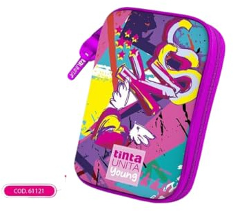Astuccio Scuola Tintaunita Young Glamour, Viola, Motivo Colorato, Zip