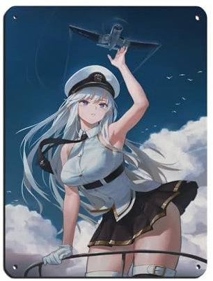 KJUFE Anime Enterprise Azur Lane Poster 5 Retro Poster Metal Tin Sign Chic Art Retro Iron Painting Bar People Cave Cafe Family Garage Poster Wall Decoration 12x16inch(30x40cm)