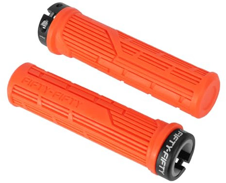 FIFTY-FIFTY MTB Griffe, Einzelne Lock-on Fahrradgriffe Mountainbike, Weiche und Bequeme Fahrrad Griffe/lenkergriffe, rutschfeste Fahrrad Lenkergriffe für All Mountain, Enduro, Downhill (Orange)