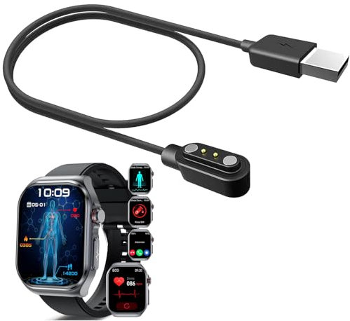 MBROS Compatibile per Cavo USB Compatibile per YYKY 2024 Smartwatch Orologio 2.04 ET585 (Nero)