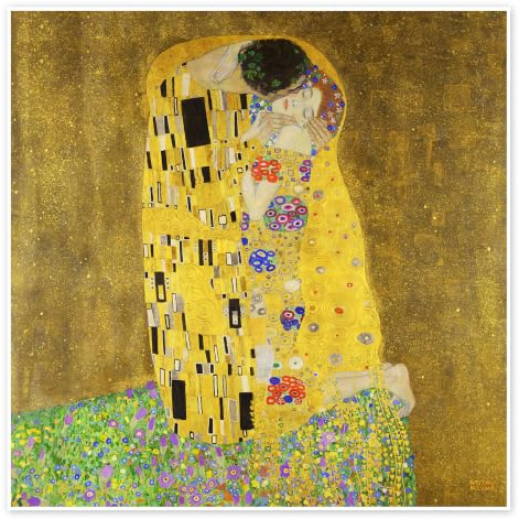 Posterlounge Le Baiser Poster | 60 x 60 cm de Gustav Klimt Jaune Tableaux Décoration murale