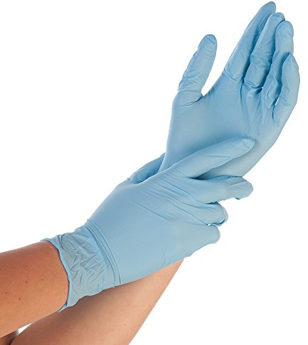 FRANZ MENSCH 1000 Stück Hygostar Nitrilhandschuhe Safe Premium | puderfrei, blau, 9/L, L: 24cm, Spenderbox, Karton, Einmalhandschuhe, Einweghandschuhe, Nitrilhandschuhe