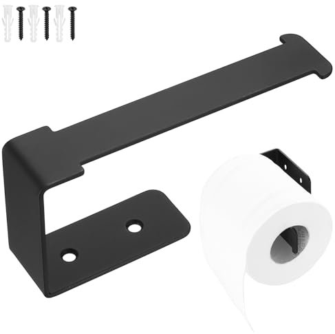 Black Toilet Roll Holder Wall Mounted, Bathroom Toilet Paper Holders, Stainless Steel Kitchen Roll Holder, Metal Paper Tissue Storage Dispenser for Bathroom Kitchen Accessories