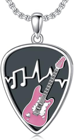 Shusukue Gitarren Plektrum/Lotus/Chakra/Elefanten/Engelsflügel Engel/Kleeblatt/Mutter Tochter/Kürbis/Schwester/Koala/Eule Baum/Kompass/Stethoskop Halskette Sterling Silber 925 Halsketten für Damen