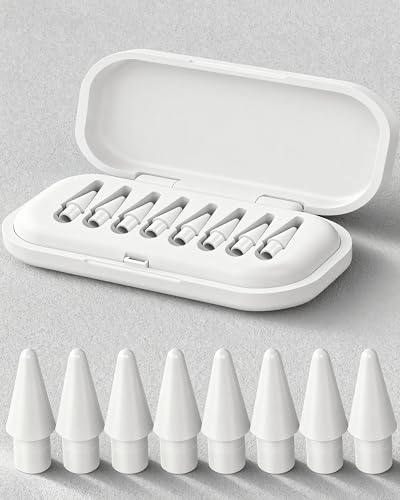 8 Stück Spitzen für Apple Pencil 2. Generation/ 1. Generation/USB C/Pro Pencil Tipps, Hochempfindliche Ersatzspitzen Spitze für Apple Pencil (Weiß - 8 Stück)